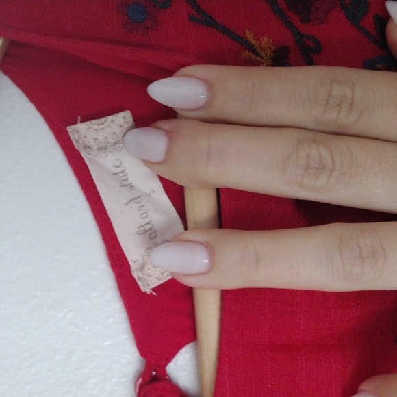 Altar'd State Embroidered Boho Dress in Red Bell Sleeve Flowy Bohemian - Picture 6 of 7